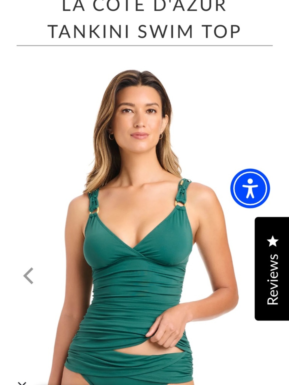 NWT Blue Rod Bettie Green Tankini Swim Top - Women